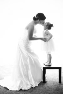 Bride and daughter love Black and White